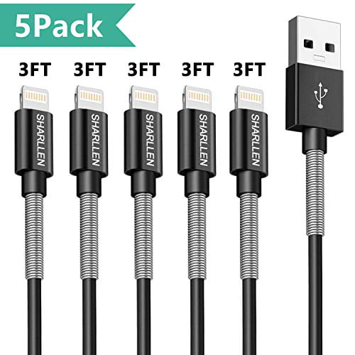 3/3/6/6/10FT Fast Charging Cords Syncing Extra Long USB iPhone Charging Cable Compatible iPhone 11/ XS/Max/XR/X/8/8P/7/7P/6/iPad/iPod White iPhone Charger Cable Sharllen Lightning Cable 5 Pack 